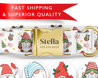 Christmas Dog Collar, Personalized Christmas Dog Collar with Name,  Sizes XS-XL and Matching Leash available