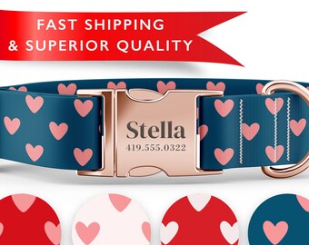 Valentines Dog Collar, Girl Dog Collar, Personalized Dog Collar, Heart Dog Collar, Custom Dog Collar, Valentines Day Collar, Dog tag