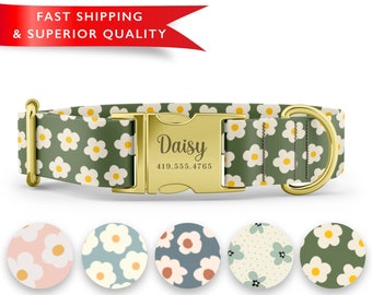 Daisy Dog Collars Girl, Cute Dog Collars, Green Daisy Dog Collar, Flower Dog Collar
