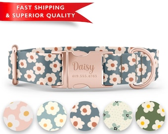 Daisy Dog Collars Girl, Cute Dog Collars, Blue Daisy Dog Collar, Flower Dog Collar