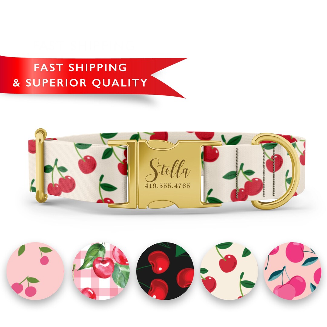 Cherry Dog Collar Personalized Custom Dog Collar With Name Etsy