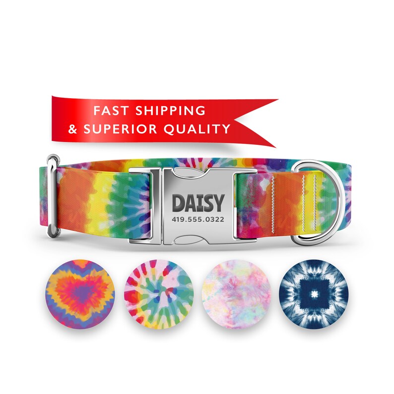 Personalized Dog Collars, Custom Dog Collars with Name, Tie Dye Dog Collars Bild 3
