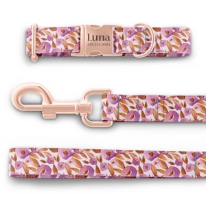Girl Dog Collars, Flower Dog Collars, Personalized Dog Collars with Name, Martingale style available image 6
