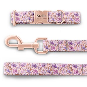 Girl Dog Collars, Flower Dog Collars, Personalized Dog Collars with Name, Martingale style available image 9