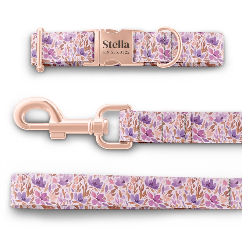 Girl Dog Collars, Flower Dog Collars, Personalized Dog Collars with Name, Martingale style available image 9