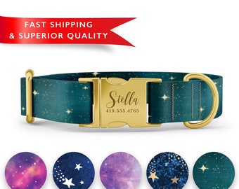 Galaxy Dog Collar Personalized Custom Dog Collar With Name Cosmo Print Dog Collar Cute Girl Boy Dog Collars Rose Gold Silver Buckle Etsy Canada