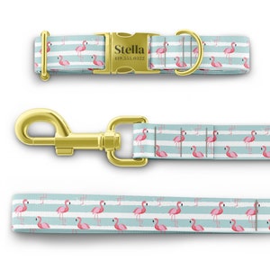 Flamingos Dog Collar - Beach Dog Collar - Recycled Plastic - Pink Flamingo - Personalized Name in Gold, Rose Gold, or Silver image 7