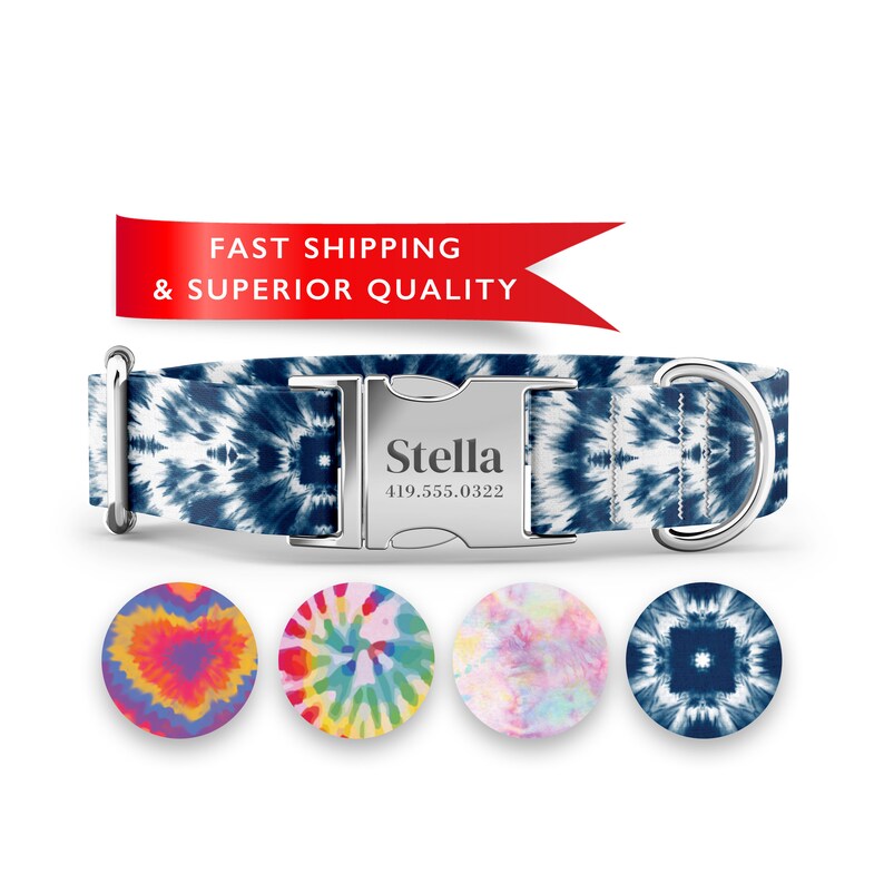 Personalized Dog Collars, Custom Dog Collars with Name, Tie Dye Dog Collars Bild 5