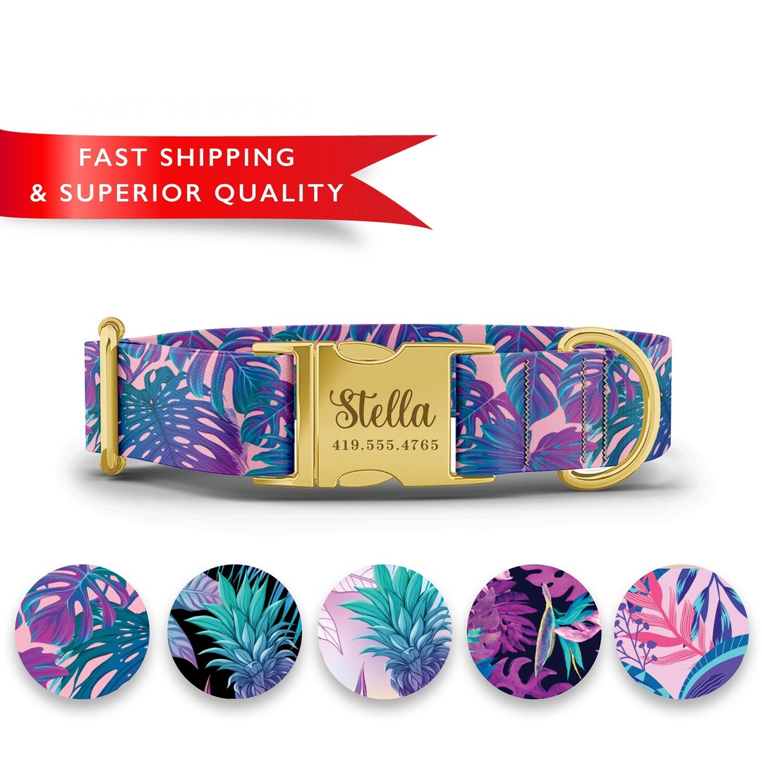 Tropical Dog Collar Personalized High Quality Custom Dog Etsy