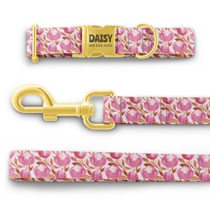 Girl Dog Collars, Flower Dog Collars, Personalized Dog Collars with Name, Martingale style available image 7