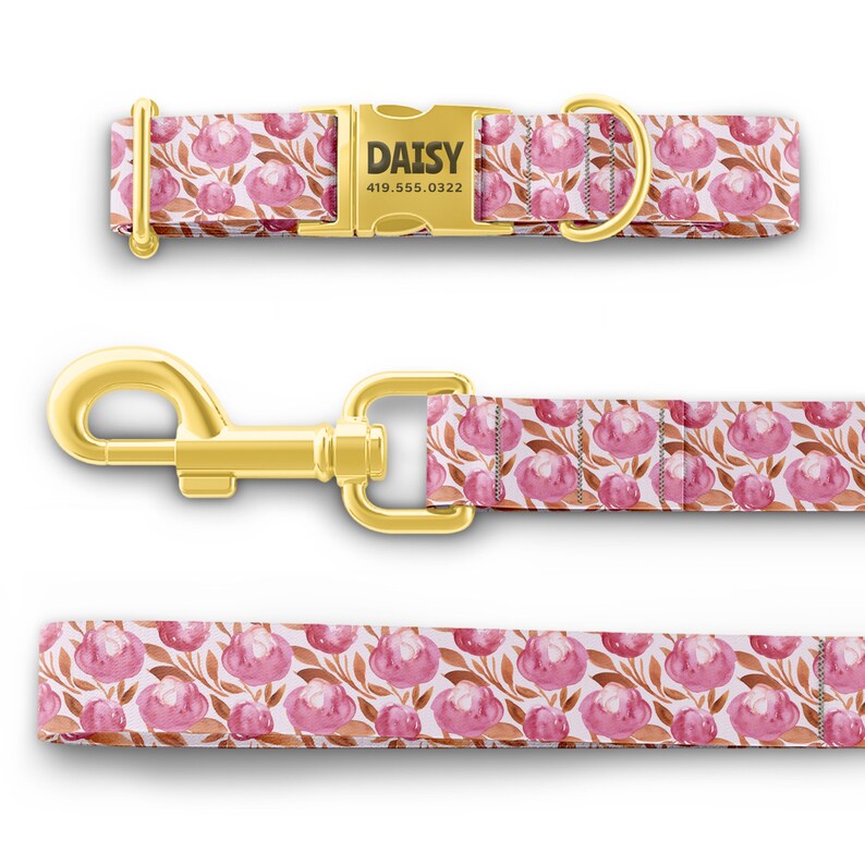 Girl Dog Collars, Flower Dog Collars, Personalized Dog Collars with Name, Martingale style available image 7