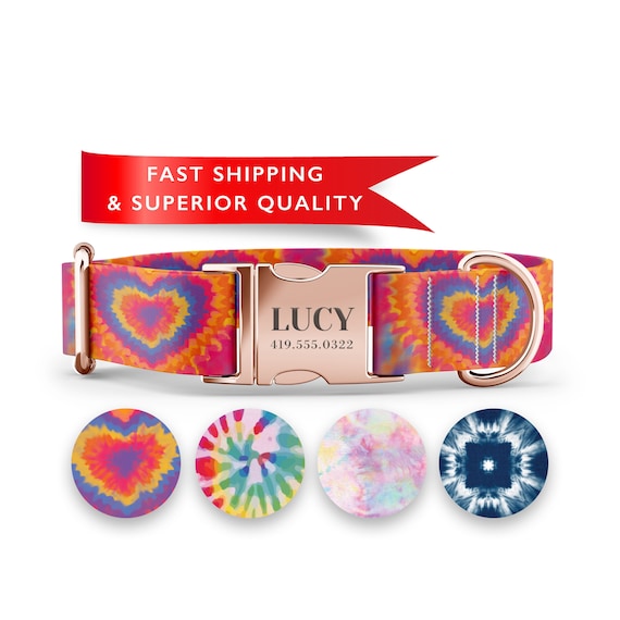 Personalized Dog Collars, Custom Dog Collars with Name, Tie Dye Dog Collars