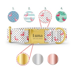 Flamingos Dog Collar - Beach Dog Collar - Recycled Plastic - Pink Flamingo - Personalized Name in Gold, Rose Gold, or Silver image 4