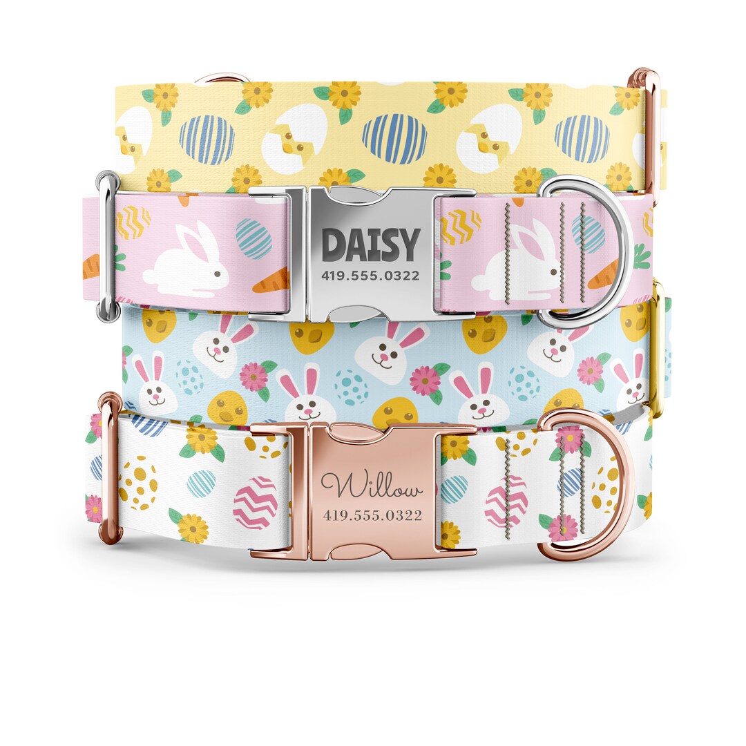 Easter Dog Collar Personalized, Custom Dog Collar With Name