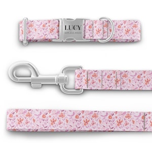Girl Dog Collars, Flower Dog Collars, Personalized Dog Collars with Name, Martingale style available image 8