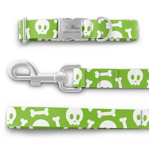Custom Halloween Dog Collar Skull and Bones for boy and girl dogs - Engraved Name in Gold, Rose Gold, or Silver Bild 5