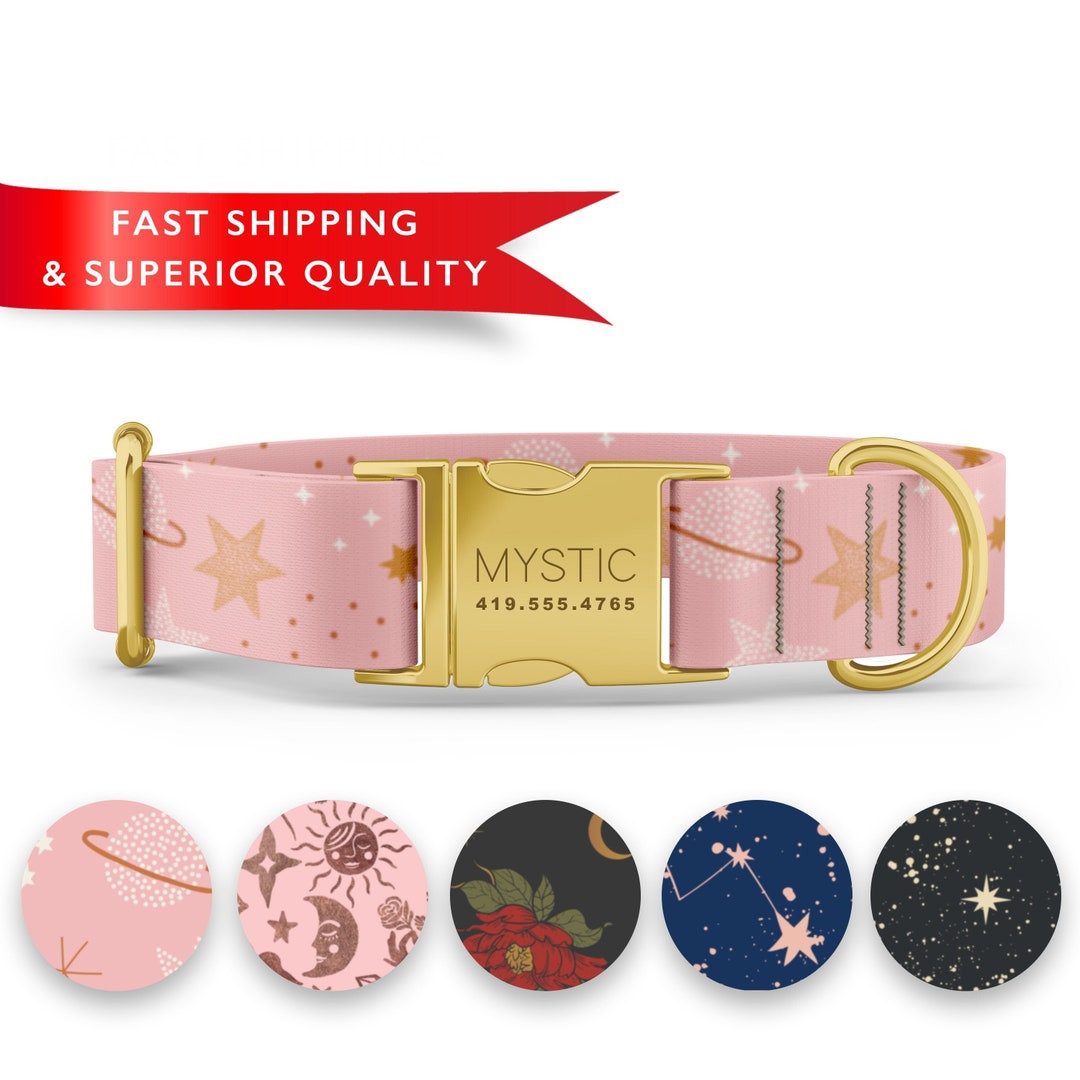 Galaxy Dog Collar Personalized, Custom Dog Collar With Name, Space