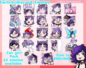 Cat Girl Twitch and Discord Emotes
