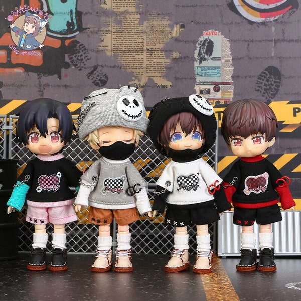 Skull Hat Punk Set for OB11 YMY Nendoroid Doll