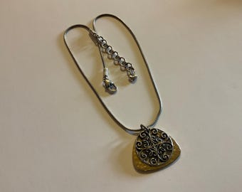 Brighton 18” preowned SilverTone necklace with Gold and silver pendant