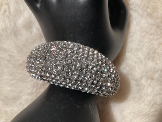 SilverTone Solid wide Chunky sparkling cubic zirc… - image 2