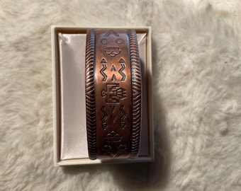 Vintage Bell Solid copper cuff bangle bracelet.