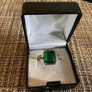 Vintage Sterling Silver 925 square emerald ring,size 8.5