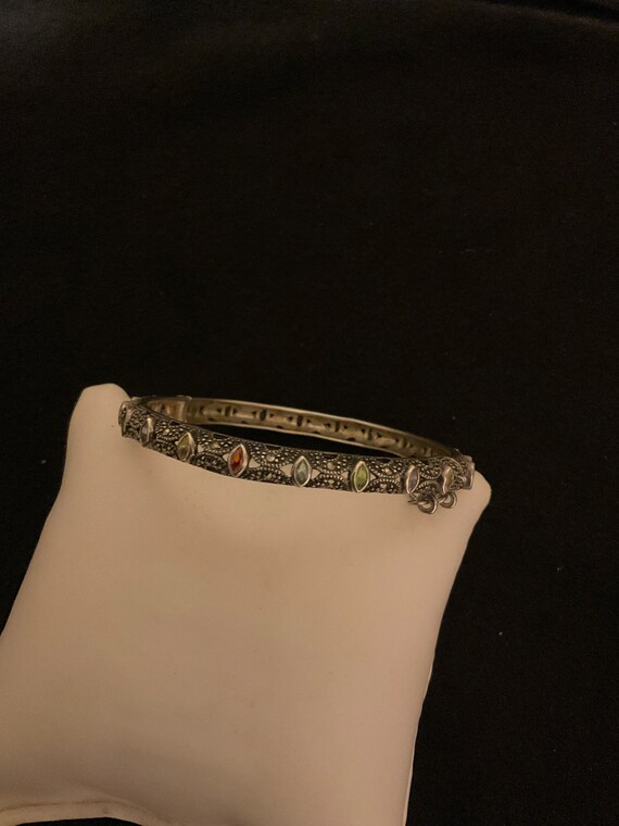 Sterling Silver 925 bangle bracelet with Multi co… - image 7