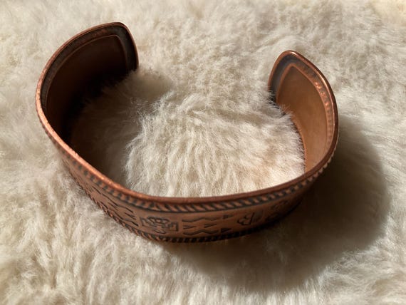 Vintage Bell Solid copper cuff bangle bracelet. - image 5