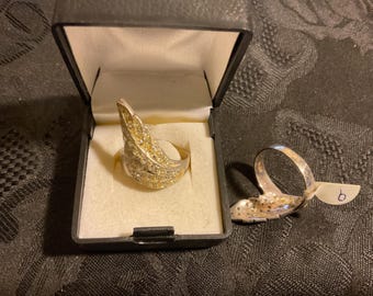 Vintage Sterling silver 925 angel wing with cubic zirconia stones ring,size 9,9.5