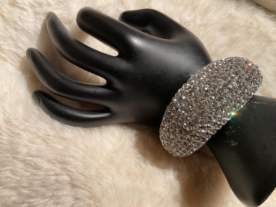 SilverTone Solid wide Chunky sparkling cubic zirc… - image 1