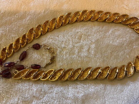 Beautiful 22” solid gold plated ruby and clear da… - image 6