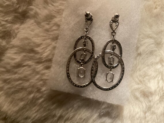 SilverTone 2” double loop Cubic zirconia dangling… - image 6