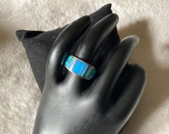 Sterling silver 925 Blue Opal ring,size 6