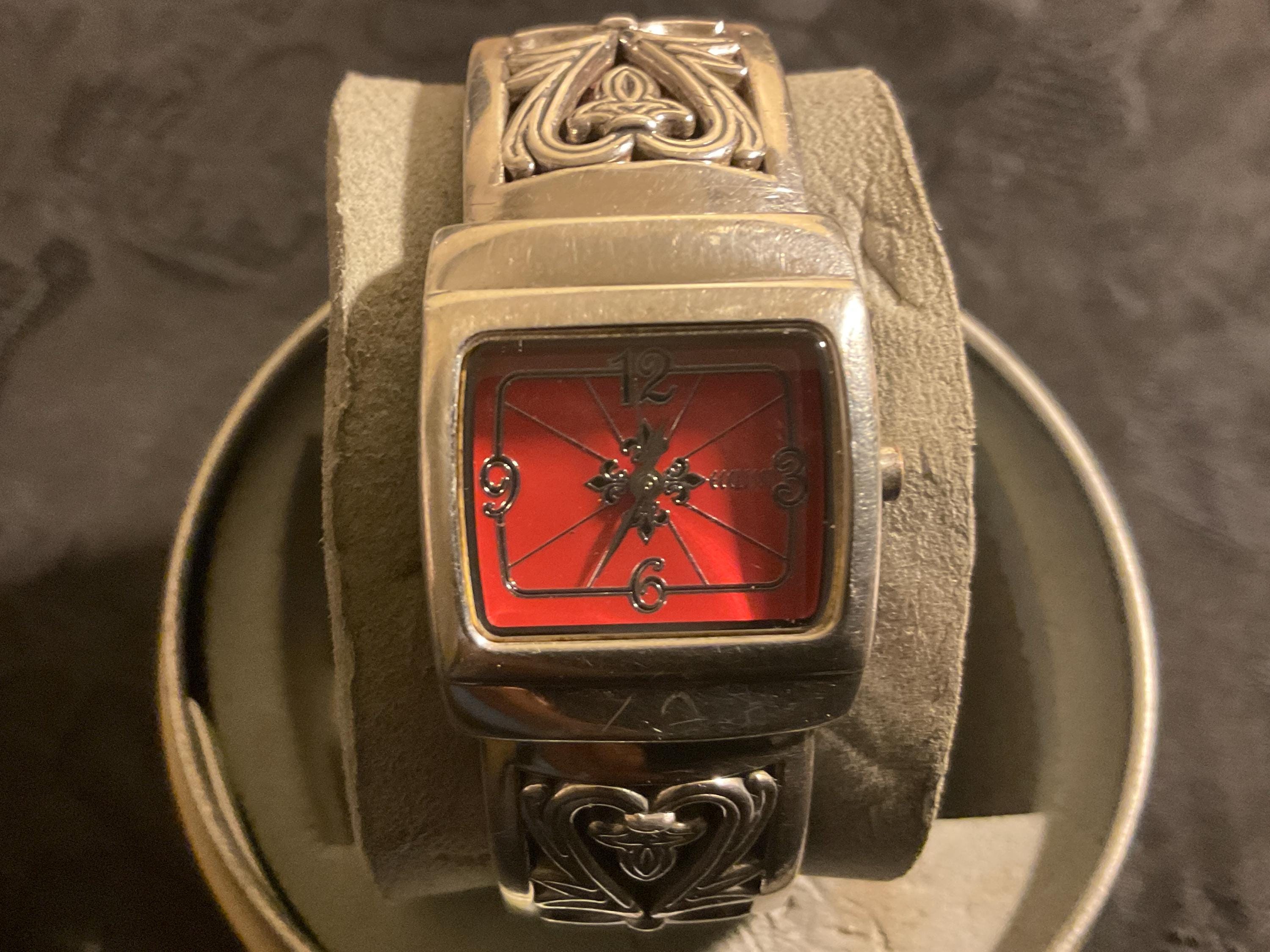 Vintage ECCLISSI Sterling Silver Cuff Watch, Genuine Leather  display picture 1