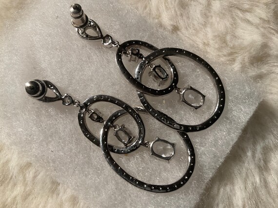 SilverTone 2” double loop Cubic zirconia dangling… - image 4