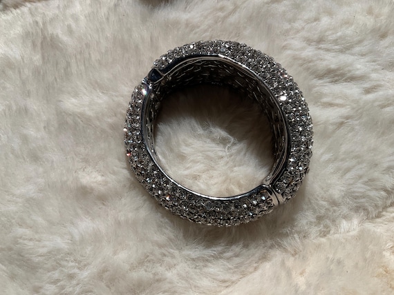 SilverTone Solid wide Chunky sparkling cubic zirc… - image 6