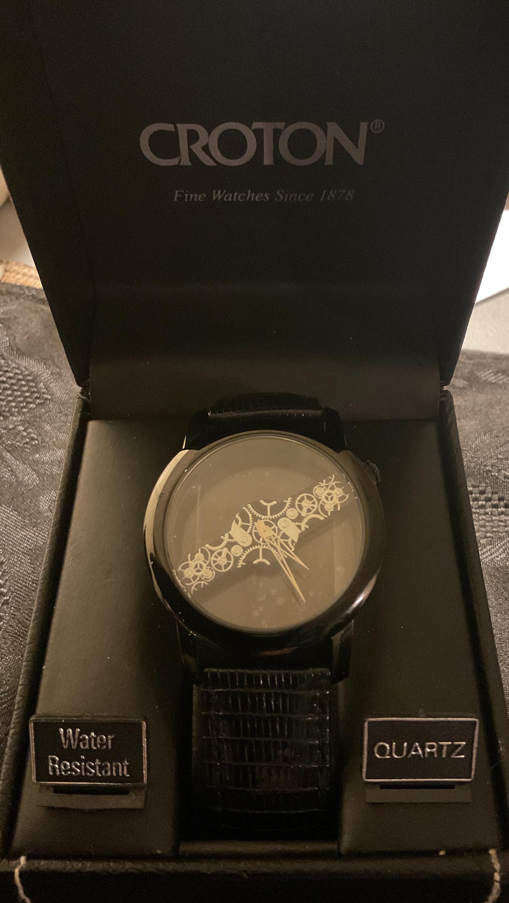 Croton Rare Limited Edition Watch With Black Genuine Leather 