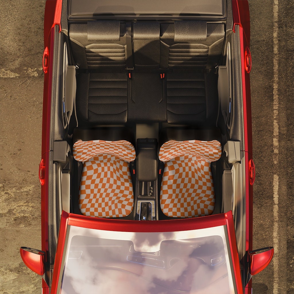 Discover Retro Checkerboard Pattern Car Seat Covers