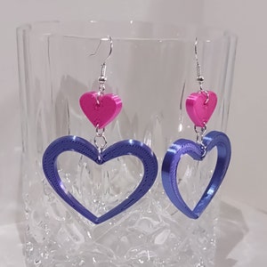 Unique Heart Hoop Earrings | 3D Printed Earrings | Hypoallergenic Stainless Hooks | Handcrafted Jewelry