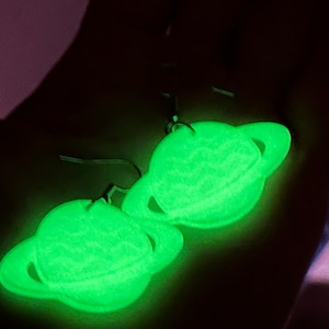 Y2K Glow In The Dark Planet | 3D Printed Earrings | Hypoallergenic Stainless Hooks | Handcrafted Jewelry