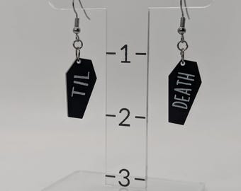Til Death Coffin Dangle Earrings - Halloween Jewelry