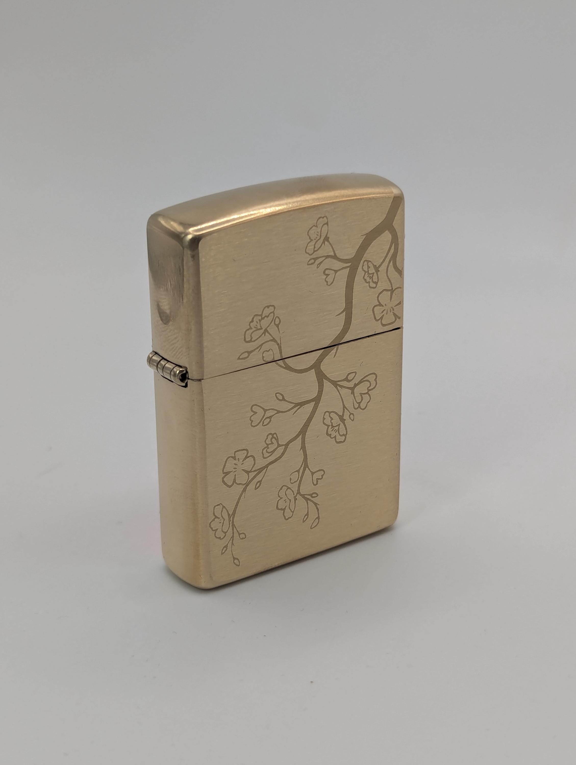 Japanese Cherry Blossom Zippo Lighter, Laser Engraved Brass - Etsy