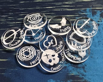 MTG Ability Token Set | Clear Acrylic Tokens Trading Card Game Tokens