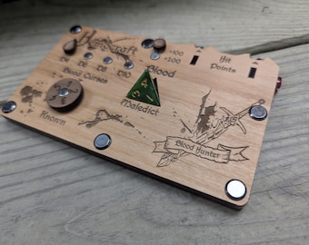 Handmade Wooden Blood Hunter 5e Character Tracker, HP, Spell Slots
