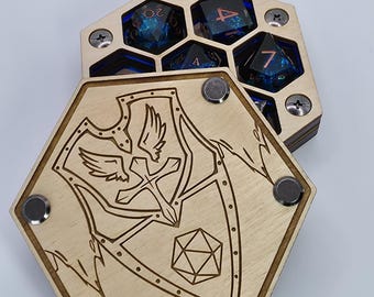 Handmade Paladin Class Themed Dice Box - Holds 7 Polyhedral Dice