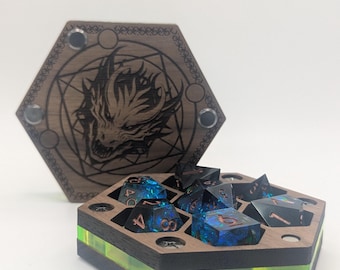 Handmade Deluxe Dragon-Themed DND Dice Box - Crafted with Care, Fits 7 Polyhedral Dice