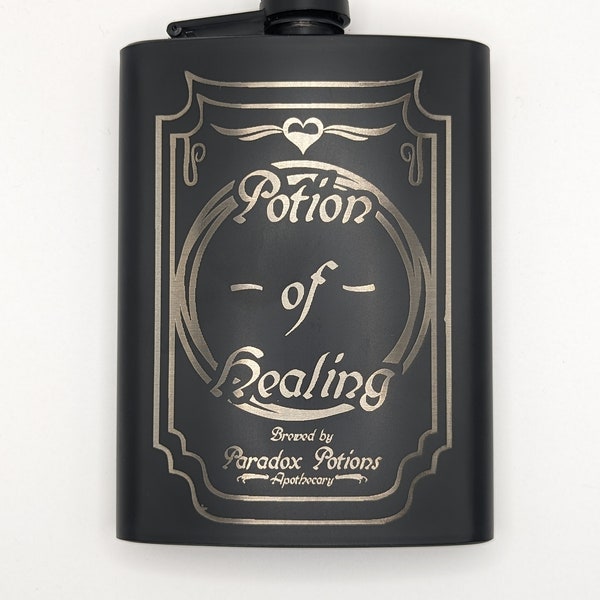 Dungeons and Dragons Flask | Potion of Healing | Custom Laser Engraved Hip Flask | DND Gifts