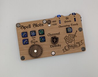 Handmade Wooden Paladin 5e Spell & HP Tracker, DND Character Sheet