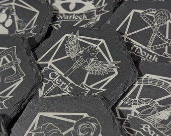 DnD Dungeons and Dragons Class Slate Coasters For Tabletop Gaming
